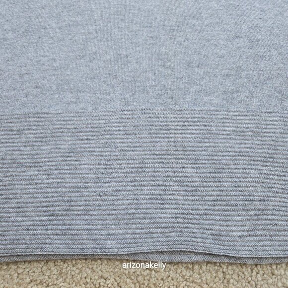 Kinross Cashmere Grey Knit Scarf with Ribbing Detail on Ends - Picture 8 of 14